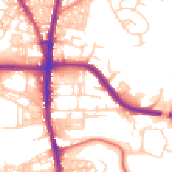 Daytime road noise heatmap for BL1 8QD