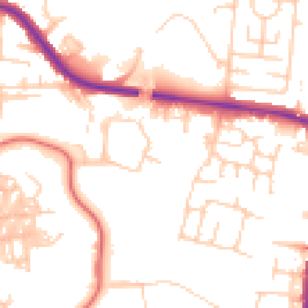 Daytime road noise heatmap for BL1 8RT