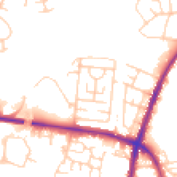 Daytime road noise heatmap for BL1 8SX