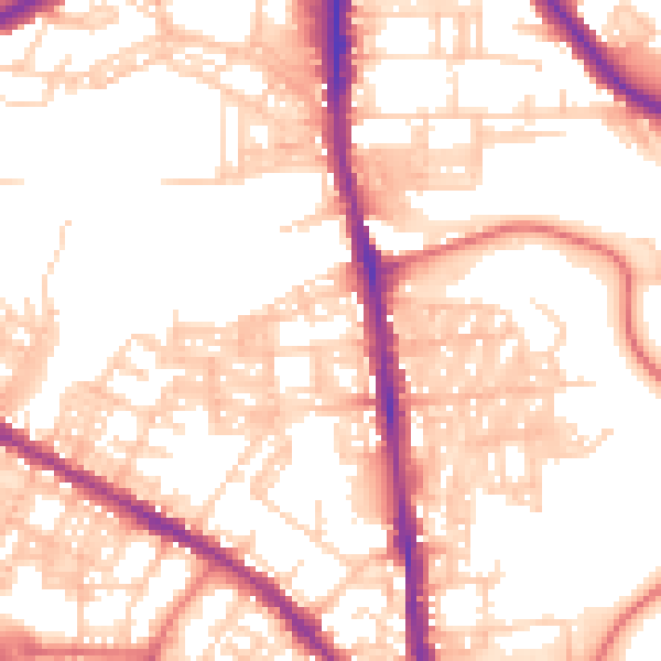 Daytime road noise heatmap for BL1 8XB