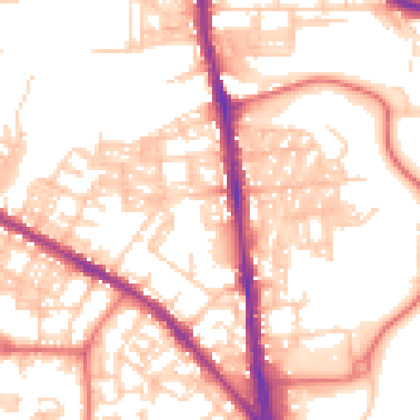 Daytime road noise heatmap for BL1 8XJ