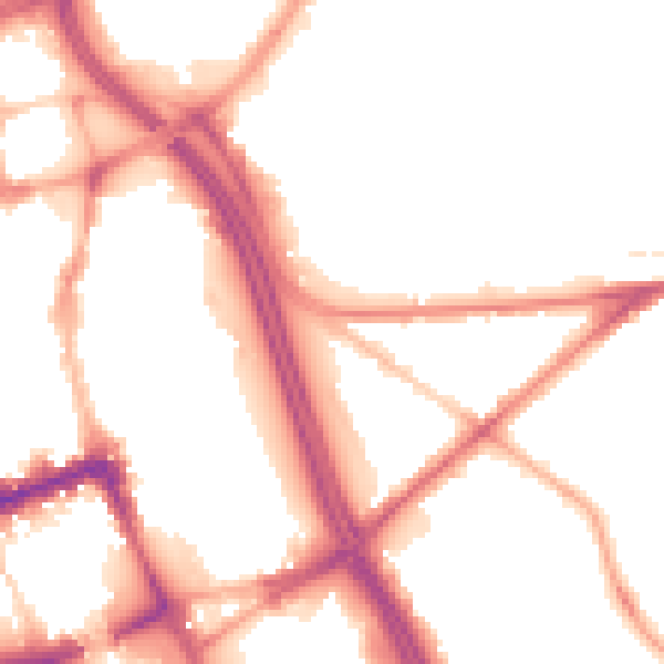 Night-time road noise heatmap for BL2 1AA