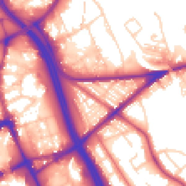 Daytime road noise heatmap for BL2 1AD