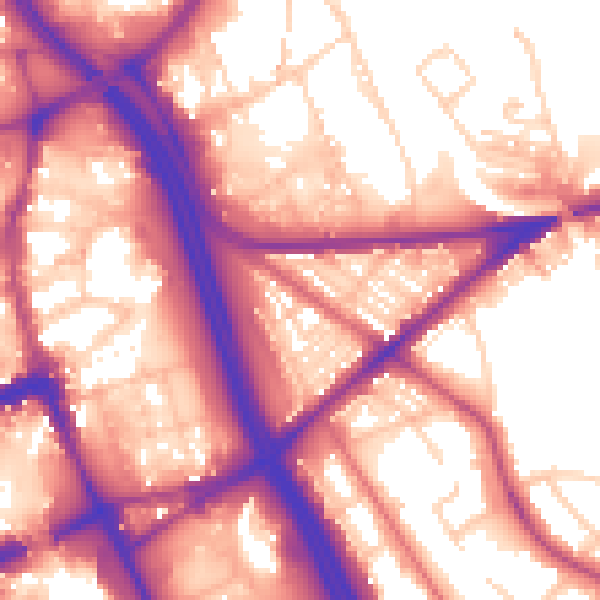 Daytime road noise heatmap for BL2 1AE