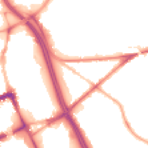 Night-time road noise heatmap for BL2 1AE