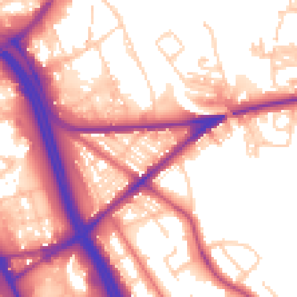 Daytime road noise heatmap for BL2 1AP