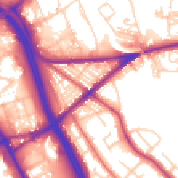 Daytime road noise heatmap for BL2 1AS