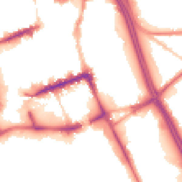 Night-time road noise heatmap for BL2 1AZ