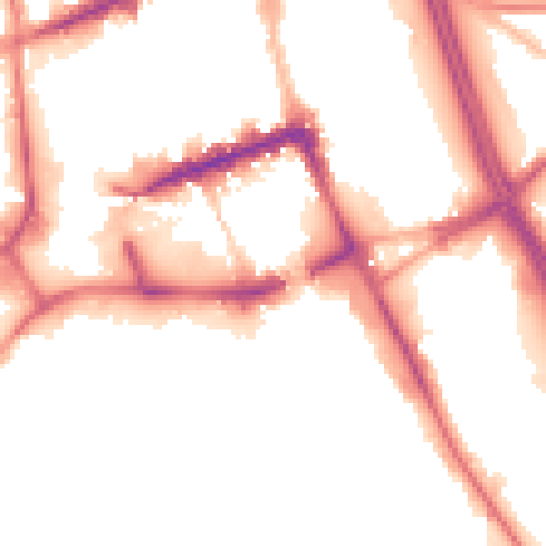 Night-time road noise heatmap for BL2 1BE