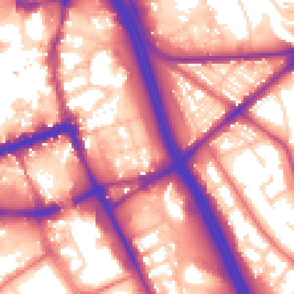 Daytime road noise heatmap for BL2 1BZ