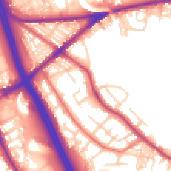 Daytime road noise heatmap for BL2 1DB