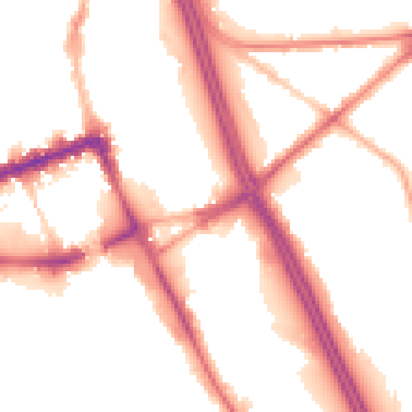 Night-time road noise heatmap for BL2 1DW