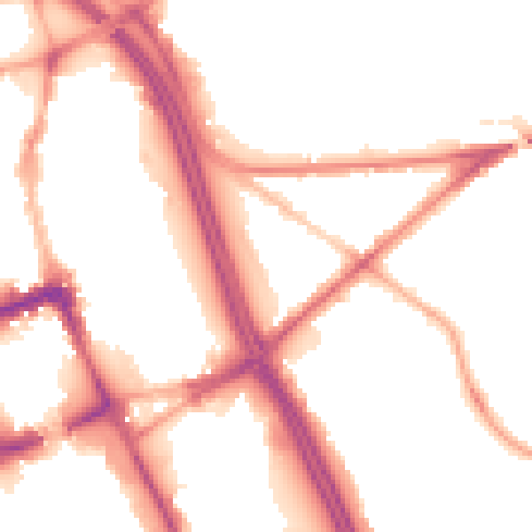 Night-time road noise heatmap for BL2 1HR