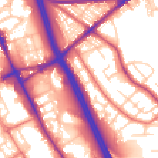 Daytime road noise heatmap for BL2 1JD