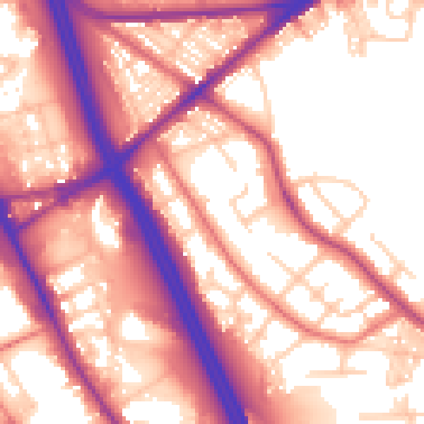 Daytime road noise heatmap for BL2 1JE