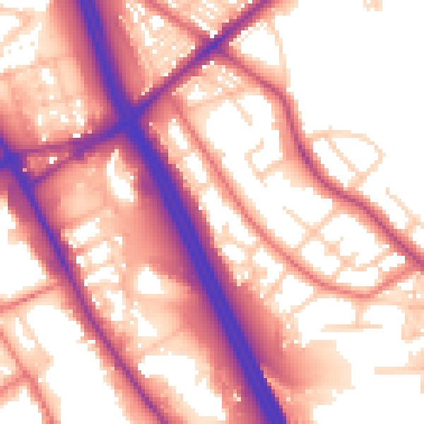 Daytime road noise heatmap for BL2 1JH