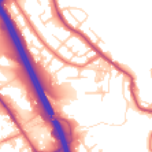 Daytime road noise heatmap for BL2 1NB