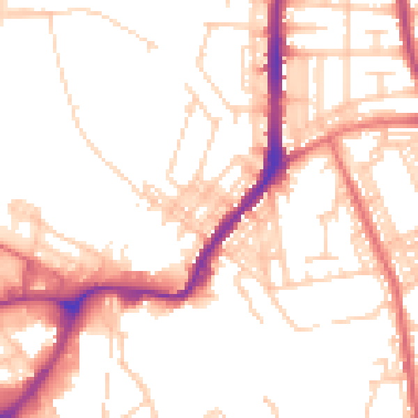 Daytime road noise heatmap for BL2 2DE