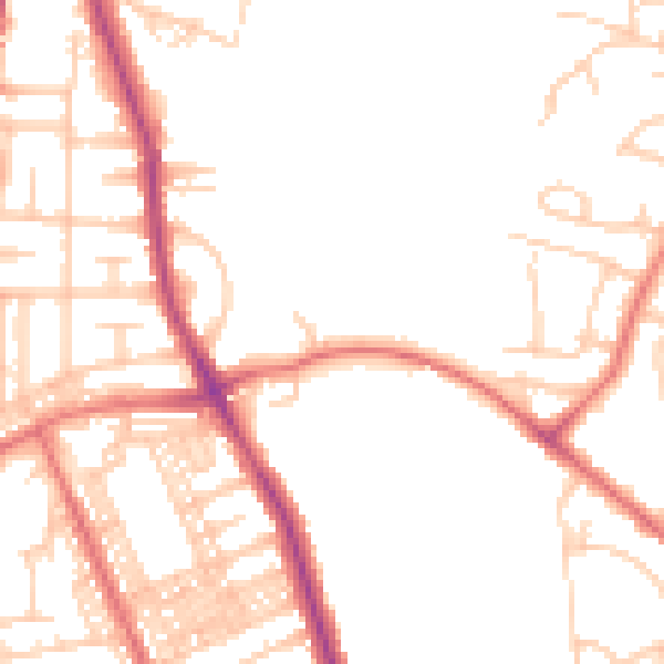 Daytime road noise heatmap for BL2 2LN