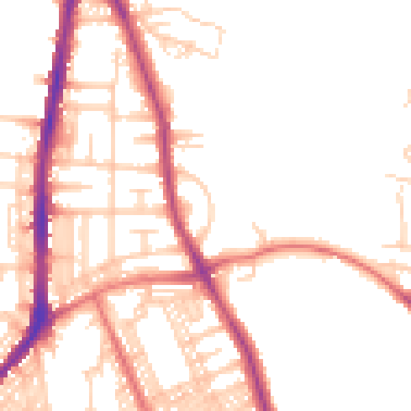 Daytime road noise heatmap for BL2 2NG