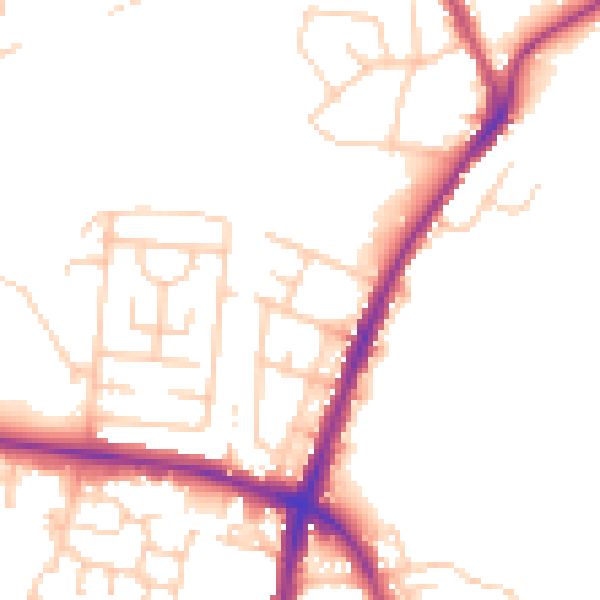 Daytime road noise heatmap for BL2 3AR