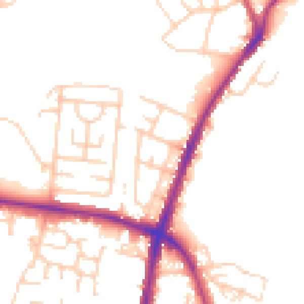 Daytime road noise heatmap for BL2 3AW