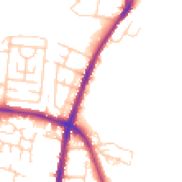 Daytime road noise heatmap for BL2 3DN