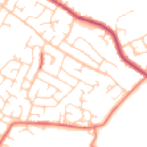Daytime road noise heatmap for BL2 3QF