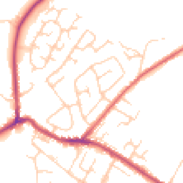 Daytime road noise heatmap for BL2 4AU