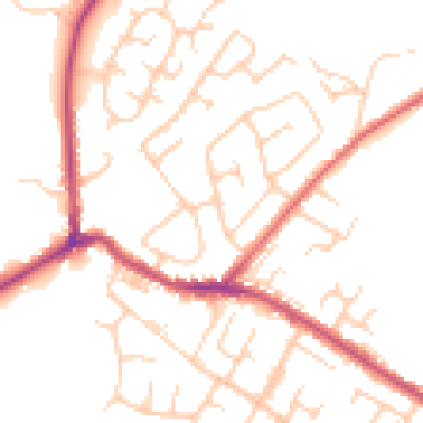 Daytime road noise heatmap for BL2 4AW