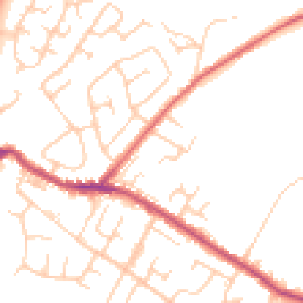 Daytime road noise heatmap for BL2 4BL