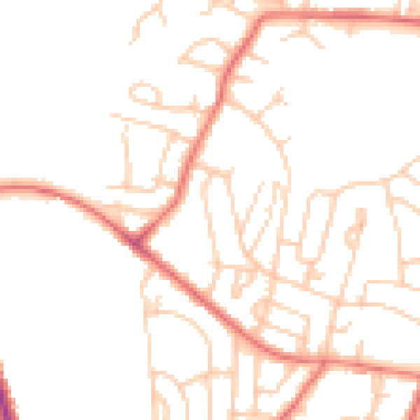 Daytime road noise heatmap for BL2 5AD