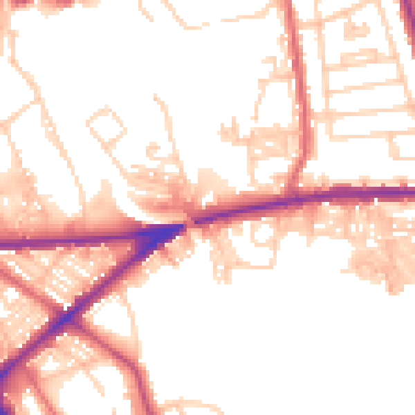 Daytime road noise heatmap for BL2 6AD