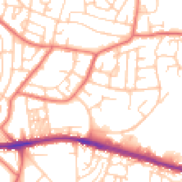 Daytime road noise heatmap for BL2 6PL