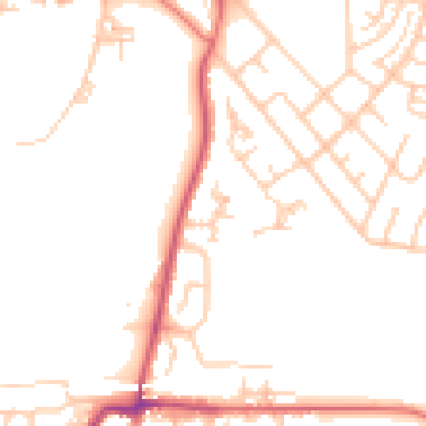 Daytime road noise heatmap for BL2 6SB
