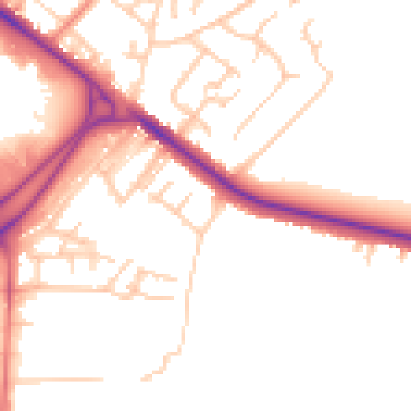Daytime road noise heatmap for BL6 4AN