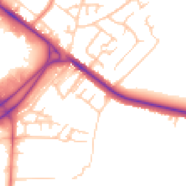 Daytime road noise heatmap for BL6 4AS