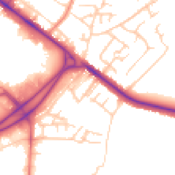Daytime road noise heatmap for BL6 4AU