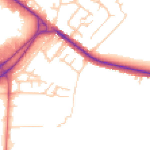 Daytime road noise heatmap for BL6 4AW
