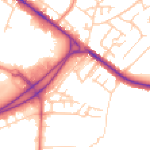 Daytime road noise heatmap for BL6 4AX
