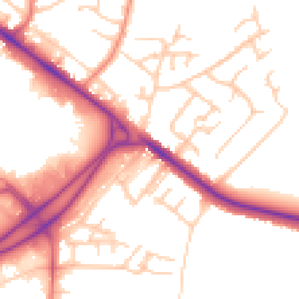 Daytime road noise heatmap for BL6 4AZ