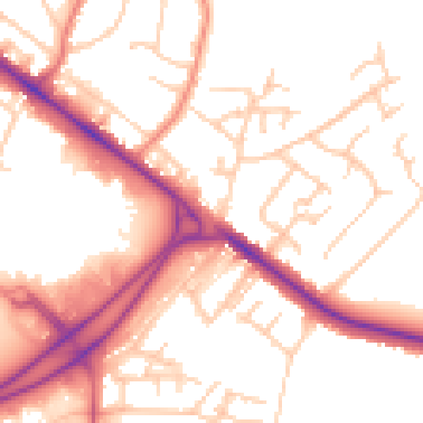 Daytime road noise heatmap for BL6 4BA