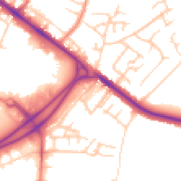 Daytime road noise heatmap for BL6 4BB