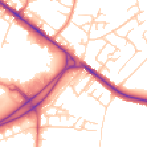 Daytime road noise heatmap for BL6 4BD