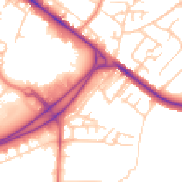 Daytime road noise heatmap for BL6 4BE