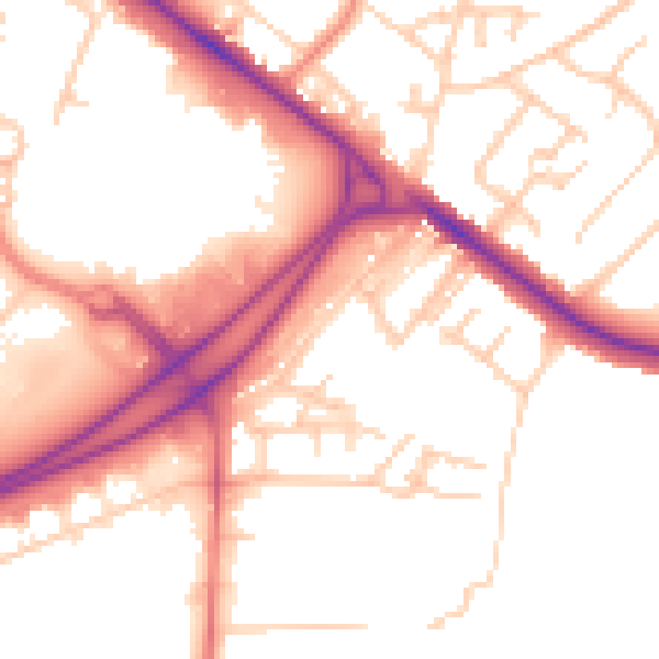 Daytime road noise heatmap for BL6 4BG
