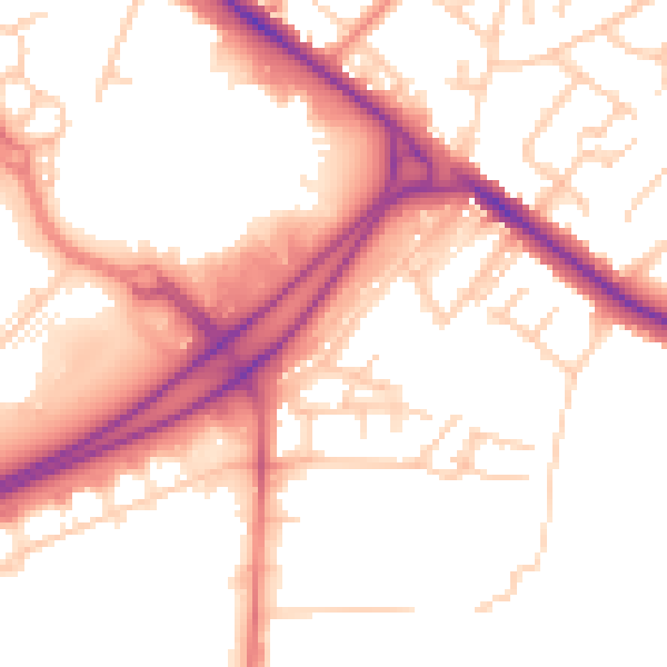 Daytime road noise heatmap for BL6 4BH