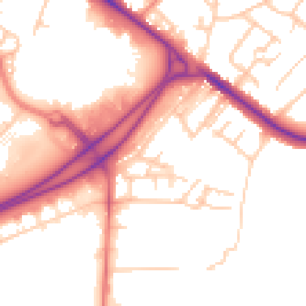 Daytime road noise heatmap for BL6 4BQ