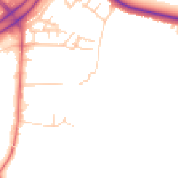 Daytime road noise heatmap for BL6 4BS