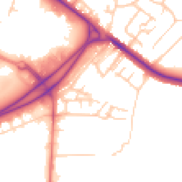 Daytime road noise heatmap for BL6 4BY
